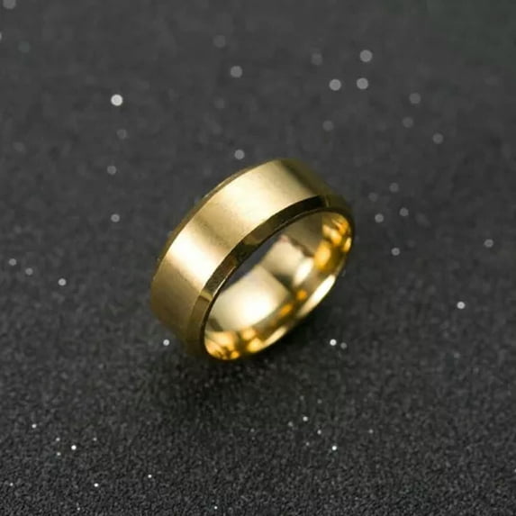 K-KED Stainless Steel Ring Womens Mens Delicate Jewelry Titanium Wedding Party Rings Simple New-Gold-9