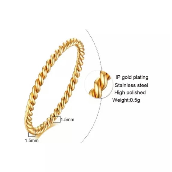 K-KED Stainless Steel Simple Twisted Tail Women's INS Cool Wind Rings Size 4-9-8-Gold