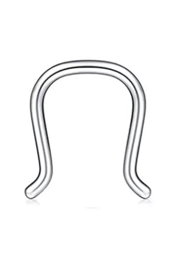 Stainless Steel U-Shaped Septum Ring Fashion Nose Clip Cuff Piercing Nose Ring-Silver