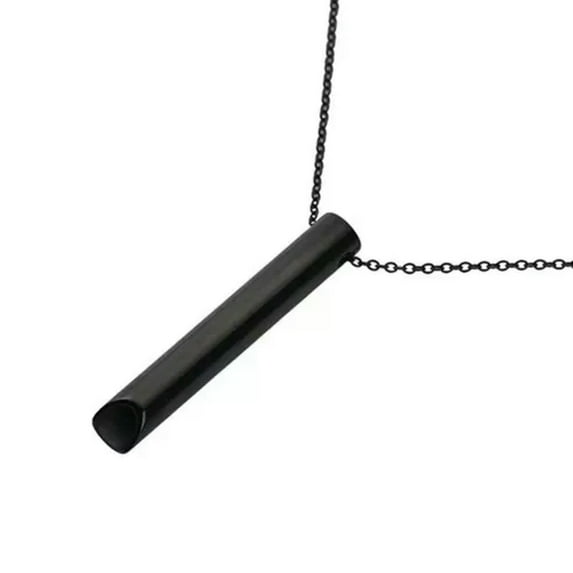 K-KED Stainless Steel Whistle Pendant Necklace Stress Relief Necklace for Men Women-Black
