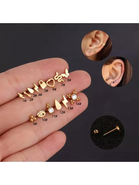 Stainless Steels Helix Earring Tragus Cartilage BAR Stud Flat Back Labret Monroe-10#-Silver