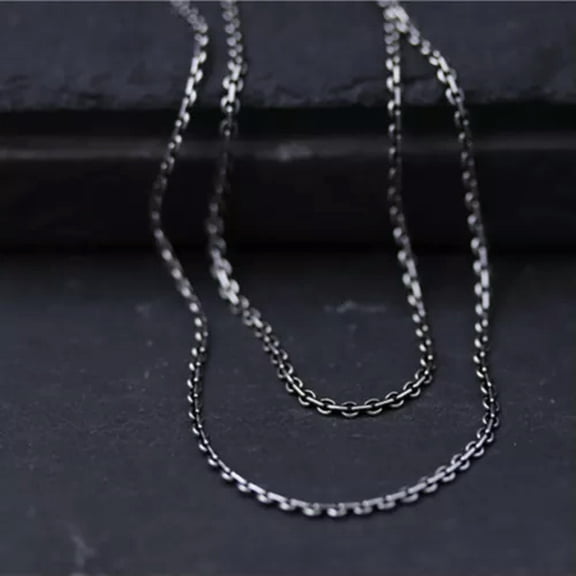 K-KED Sterling S925 Silver Necklace Man Woman's 2mmW Perfect Rolo Link Many Length-55cm=21.6"L