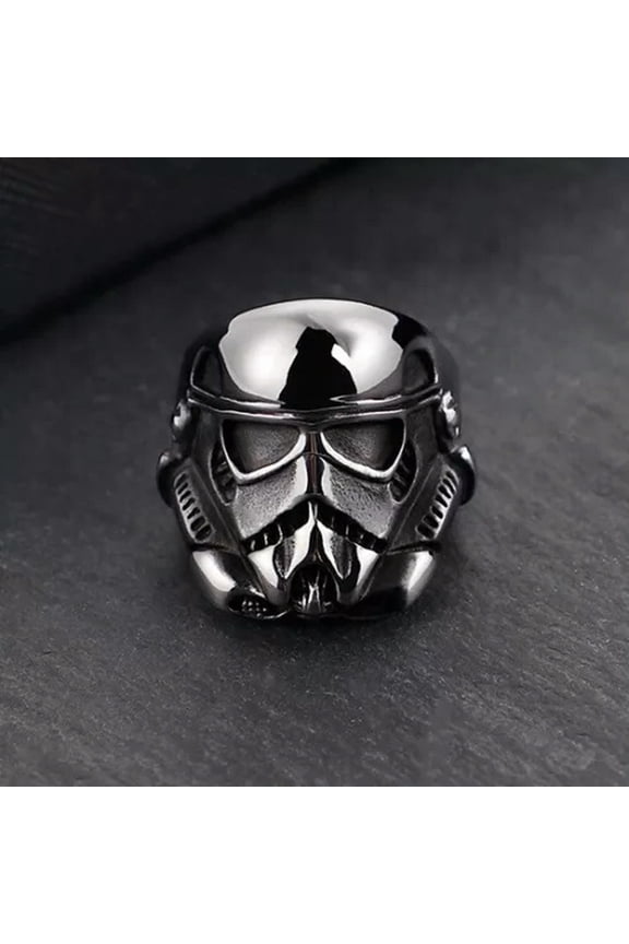 Storm Trooper Warrior Helmet Ring Stainless Steel War Robot Biker Punk Men Ring-13