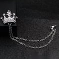 thumbnail image 1 of K-KED Suit Shirt Collar Fashion Tassel Brooch For Men Rhinestone Crown Chain Lapel Pin-Silver, 1 of 9