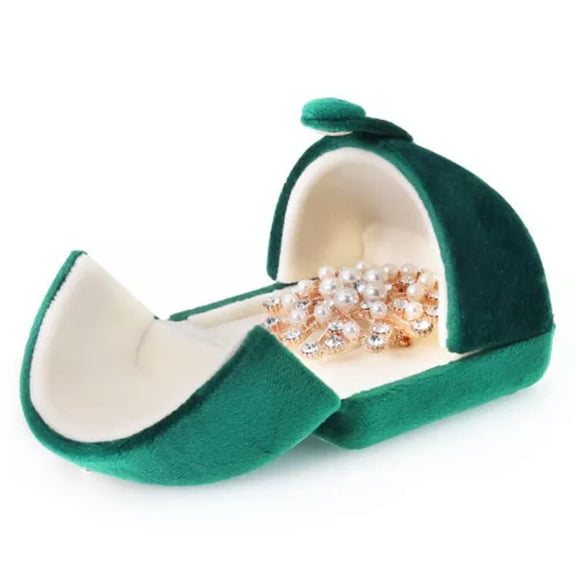 K-KED Super Soft Ring Box Gold Velvet Snap Double Button Delicate Jewelry Box Green Display Box-Brooch Box-7.5*6.5*5mm