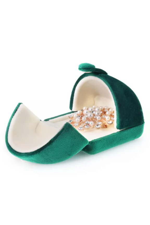 Super Soft Ring Box Gold Velvet Snap Double Button Delicate Jewelry Box Green Display Box-Brooch Box-7.5*6.5*5mm
