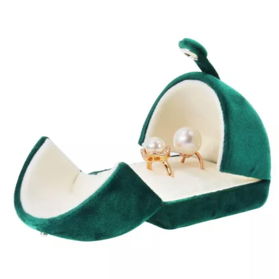 K-KED Super Soft Ring Box Gold Velvet Snap Double Button Delicate Jewelry Box Green Display Box-Couple Ring Box-7.5*6.5*5mm