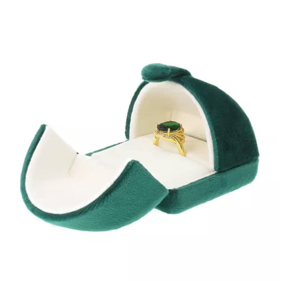 K-KED Super Soft Ring Box Gold Velvet Snap Double Button Delicate Jewelry Box Green Display Box-Ring Box-7.5*6.5*5mm