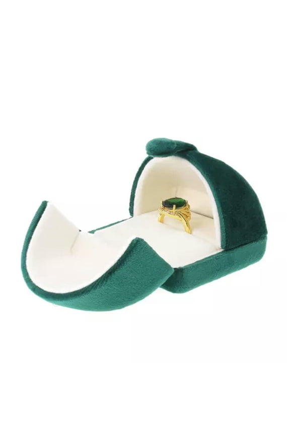 Super Soft Ring Box Gold Velvet Snap Double Button Delicate Jewelry Box Green Display Box-Ring Box-7.5*6.5*5mm