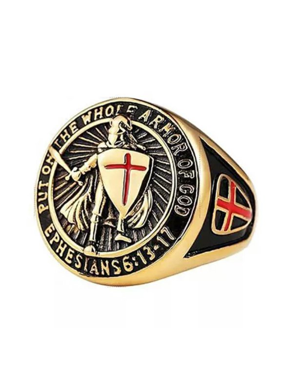 Sword Shield Warrior Ring Stainless Steel Put on the Whole Armor of God Ring-13