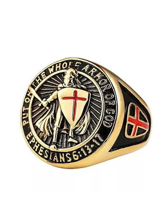 Sword Shield Warrior Ring Stainless Steel Put on the Whole Armor of God Ring-7