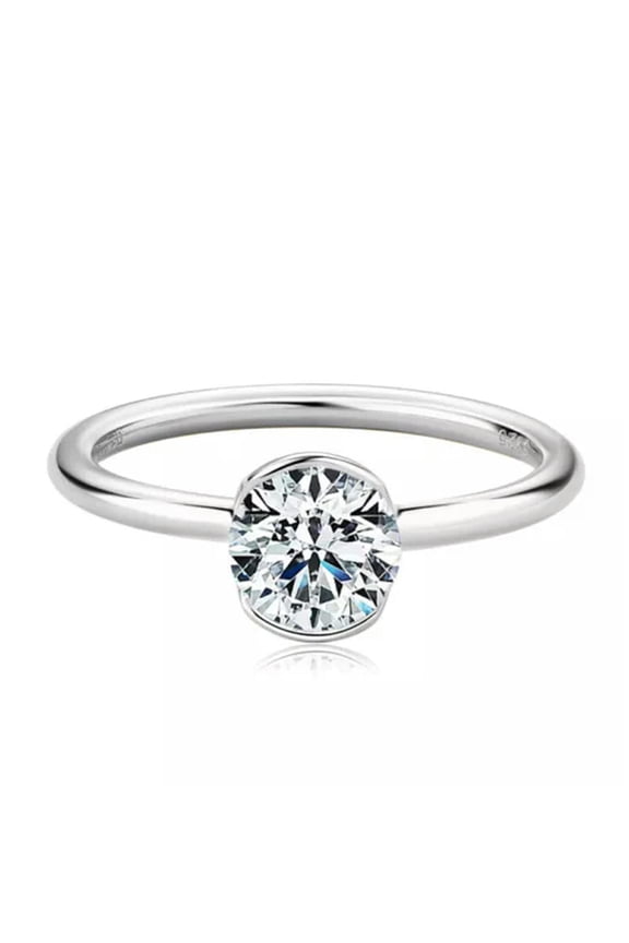 Tension Setting 1.0ct Round Moissanite Solitaire Ring for Women Sterling Silver
