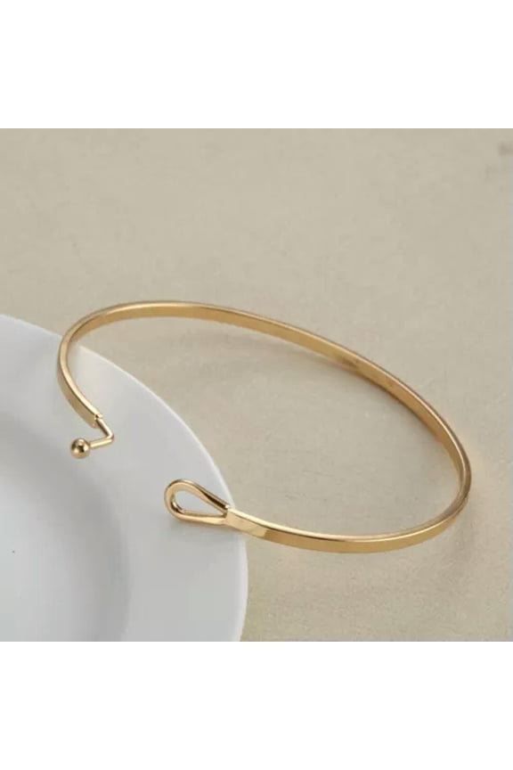 Thin Cuff Bangle Hook Bracelet Gold Plated Open Clasp Oval Inspiration