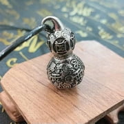 K-KED Tibet Buddhist Prayer Ghau Box Amulet Pendant Mantra Necklace Hollow Gourd Gift-with rope