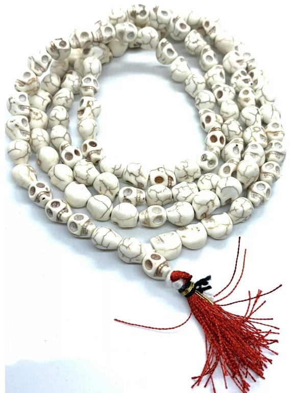 Tibetan Bone Skull Buddhist 108 Prayer Beads Mala Necklace 10x12mm Prayer Bead