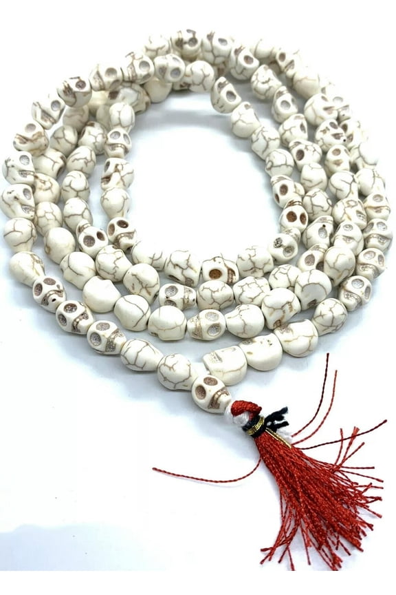 Tibetan Bone Skull Buddhist 108 Prayer Beads Mala Necklace 10x12mm Prayer Bead