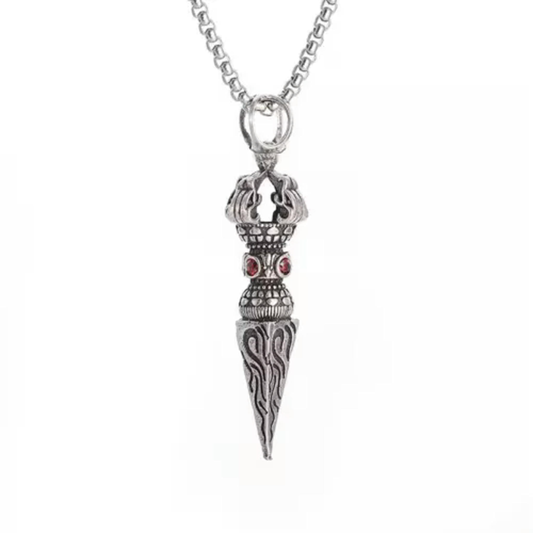 UMtrade Tibetan Buddhist Vajra Pendant Necklace – Stainless Steel Evil Eye Protection Jewelry For Men & Women