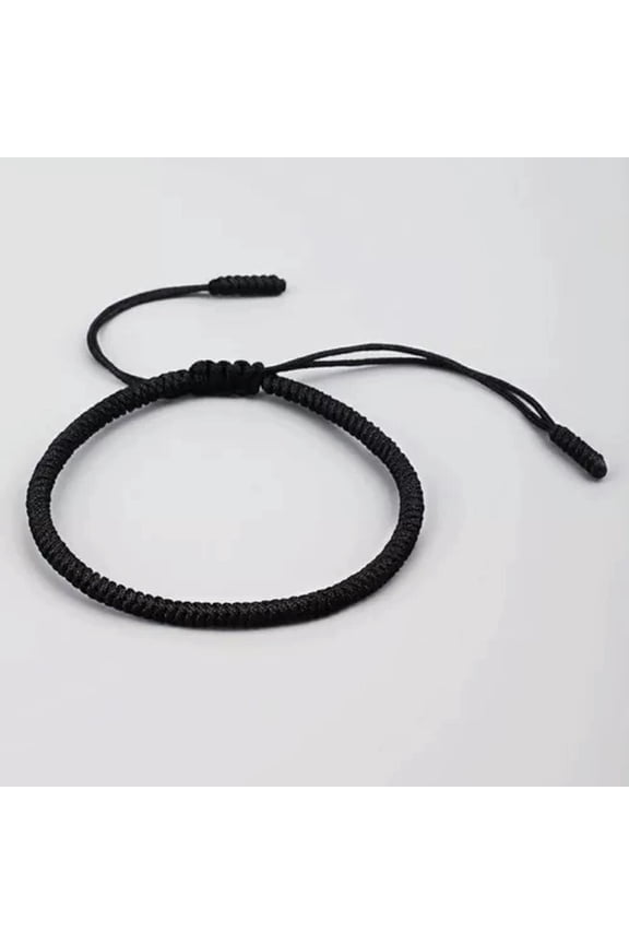 Tibetan Buddhist Lucky Charm Bangles Couple Rope Bracelet Bangle Women's Jewelry-Black