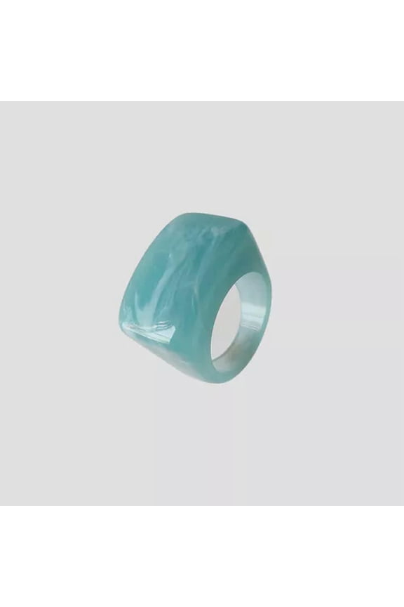Transparent Thick Ring Geometric Square Round Ring Resin Big Finger Rings 1PC-blue