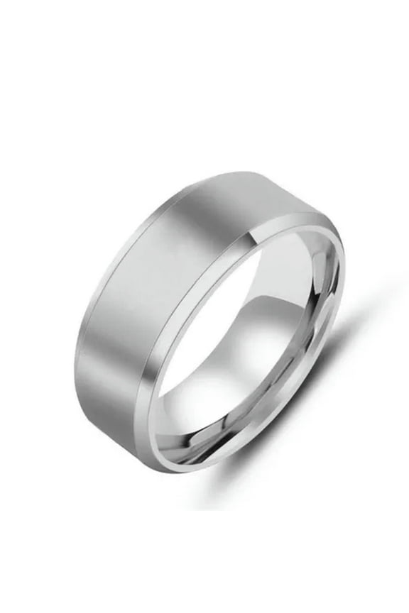 Trendy 8MM Stainless Steel Rings for Men Band Titanium Delicate Jewelry Size 6-13-Silver-12