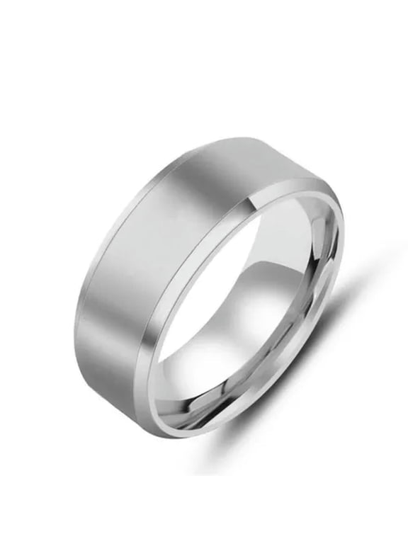 Trendy 8MM Stainless Steel Rings for Men Band Titanium Delicate Jewelry Size 6-13-Silver-6