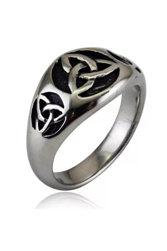 Trendy Retro Irish Celtic Symbol Viking Totem Stainless Steel Rings Size 7-13-8