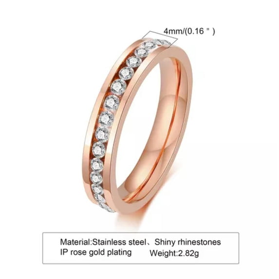 K-KED Trendy Women's Single Row Diamond Tail Stainless Steel Rings Size 5-10-9-Rose Gold