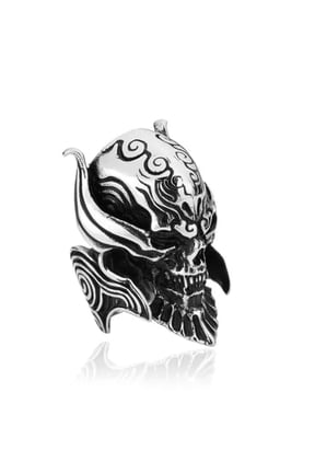 Tribal Evil Skull Vampire Ring Stainless Steel Men's Gothic Count Skull Ring-12
