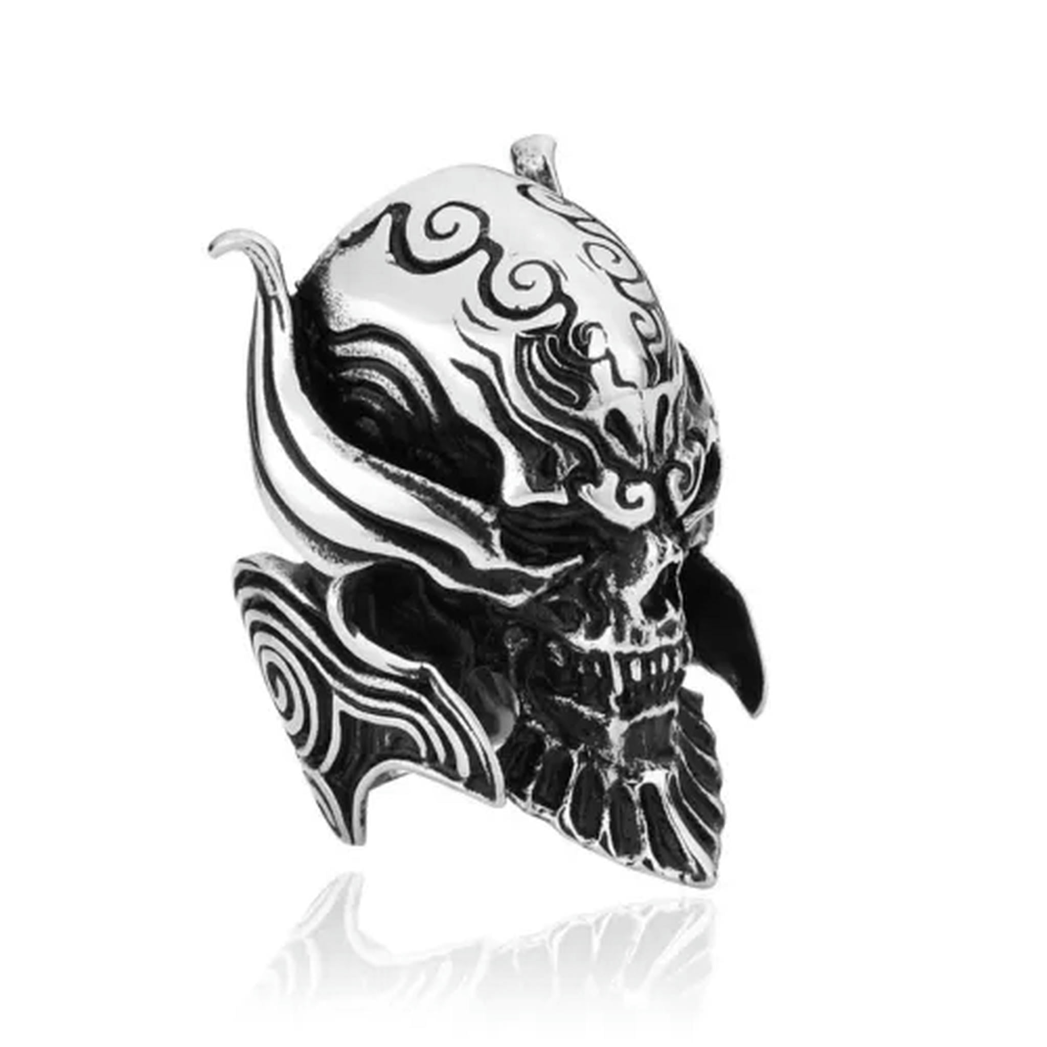 Vampire Rings Men K-KED Tribal Evil Skull Vampire Ring Stainless Steel Men's Gothic Count ...