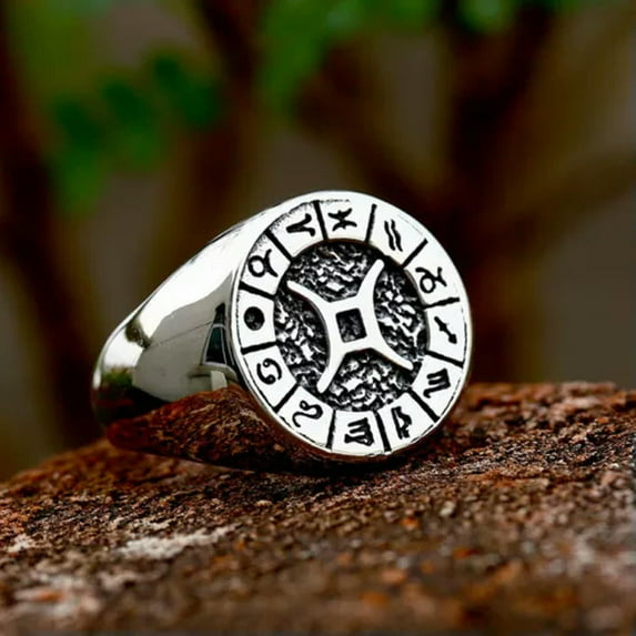 K-KED Twelve Signs Of The Zodiac Constellation Ring Stainless Steel Fashion Ring Gift-7-Gemini