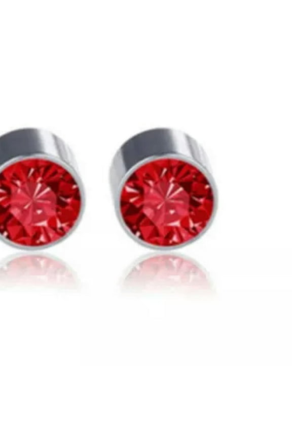 Unisex Non-Piercing Magnetic Ear Stud Fake Earrings For Men Women A Pair-Red