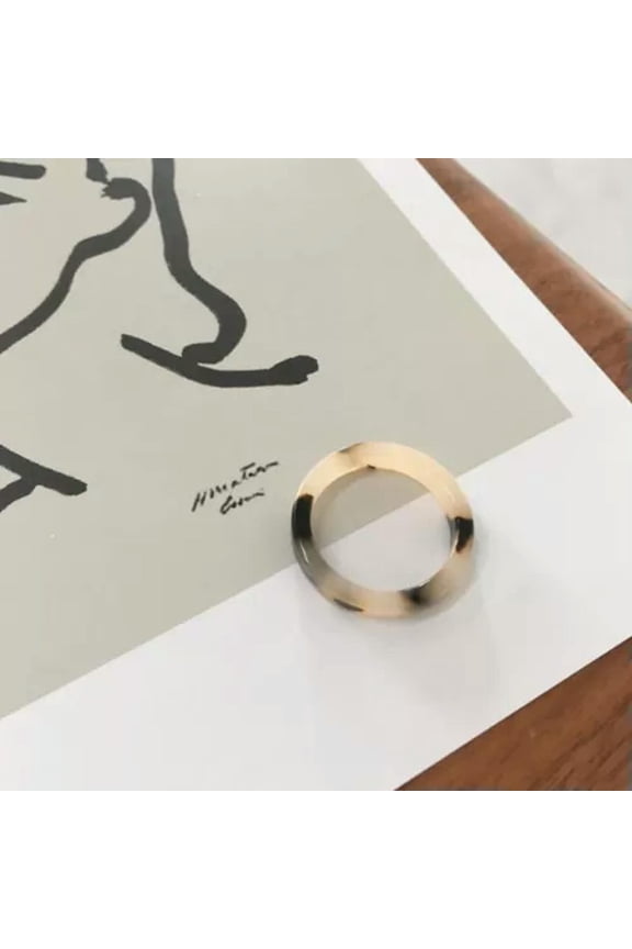 Unisex Vintage Acetate Ring Fashion Geometric Round Finger Delicate Jewelry Gift -Beige-One size