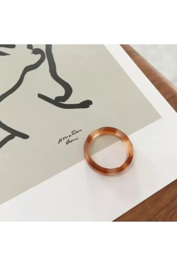 Unisex Vintage Acetate Ring Fashion Geometric Round Finger Delicate Jewelry Gift -Coffee-One size