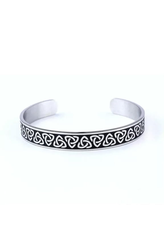 Viking Series British Style Stainless Steel Open Bangle Cuff Bracelet-Style 6