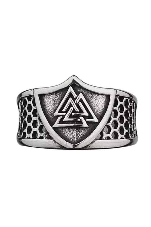 Viking Warrior Shield Rune Fashion Temperament Stainless Steel Rings Size 7-13-11
