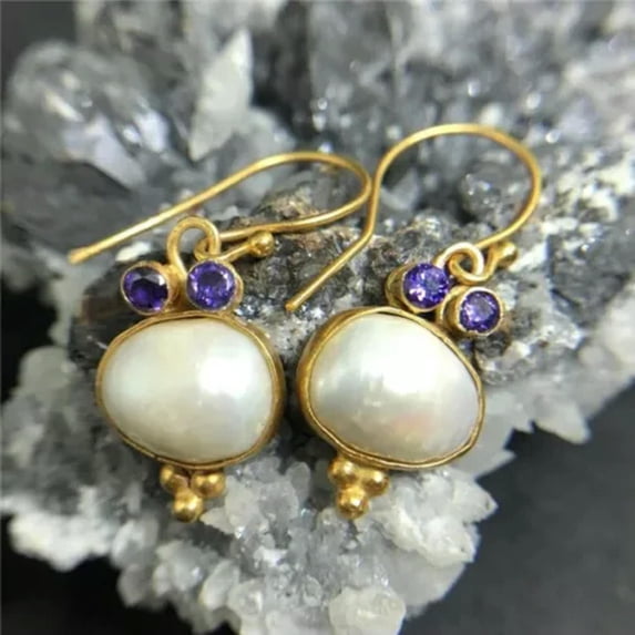 K-KED Vintage 925 Silver Women White Pearl Wedding Earrings Dangle Drop Delicate Jewelry Gifts-#4