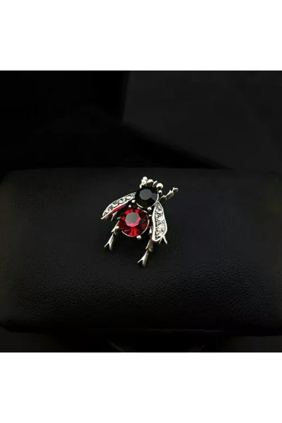 Vintage Bee Rhinestone Brooch Trend Creative Insect Corsage Creative Pin-_-Red