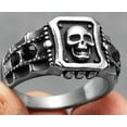 thumbnail image 1 of K-KED Vintage Black CZ Skull Chain Ring Stainless Steel Gothic Skull Men's Biker Ring-14, 1 of 6