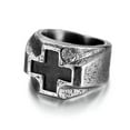 thumbnail image 1 of K-KED Vintage Chunky Cross Religious Ring Stainless Steel Men's Heavy Biker Ring Gifts-12, 1 of 6