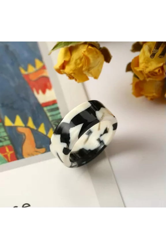 Vintage Colorful Acetate Ring Geometric Round Rings Finger Rings Delicate Jewelry Gifts-4-One Size