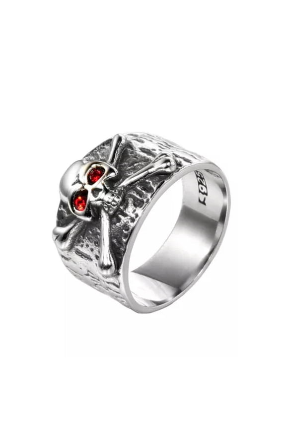 Vintage Cross Skull CZ Wedding Band Ring Stainless Steel Men's Gothic Biker Ring-8