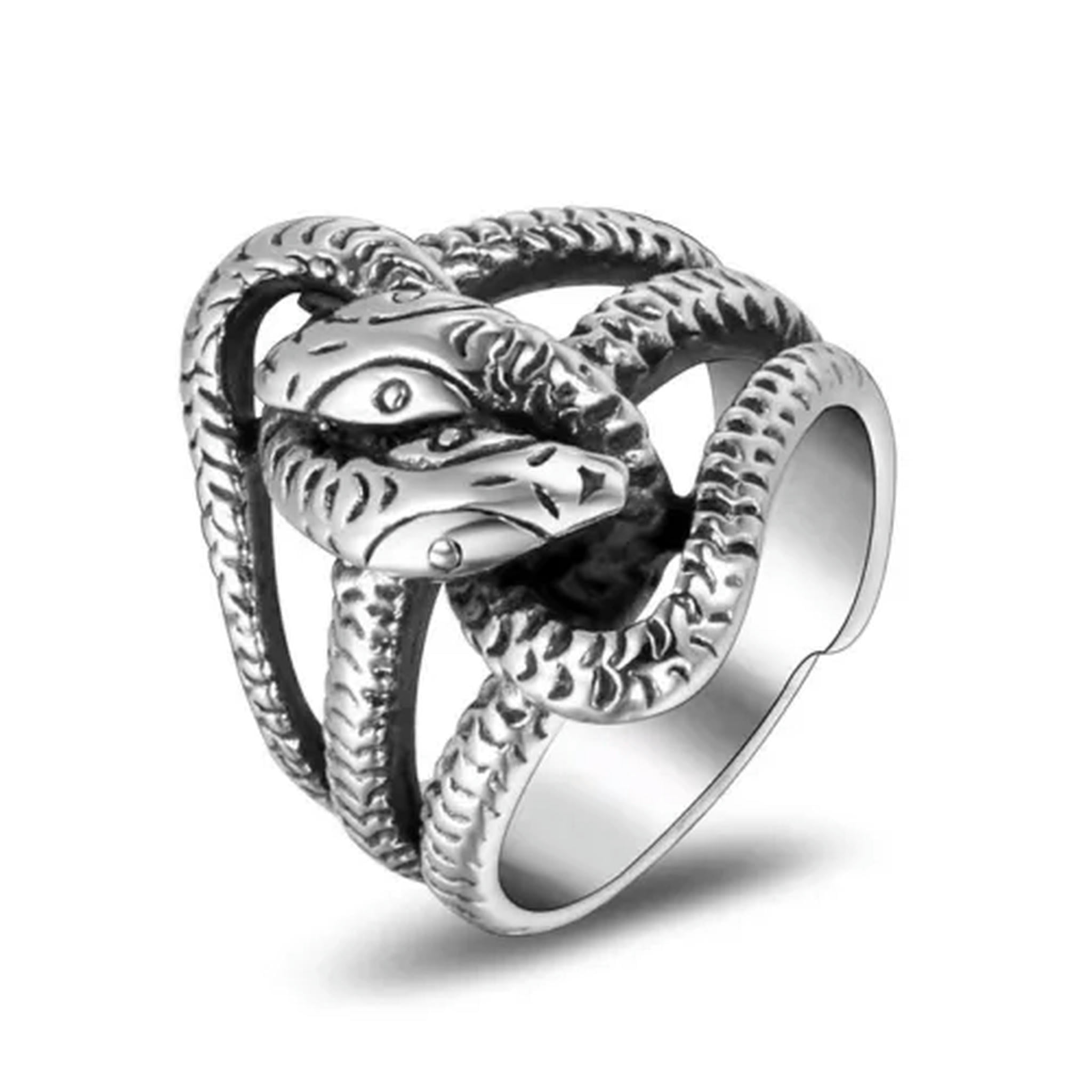Two Snake Rings K-KED Vintage Double Snake Wedding Ring for Men Women Stainless Steel ...