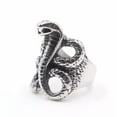 thumbnail image 1 of K-KED Vintage Exaggerate Snake Shaped Stainless Steel Boiled Black Rings Size 8-13, 1 of 6