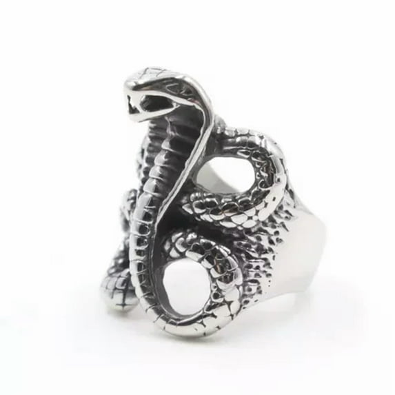K-KED Vintage Exaggerate Snake Shaped Stainless Steel Boiled Black Rings Size 8-13