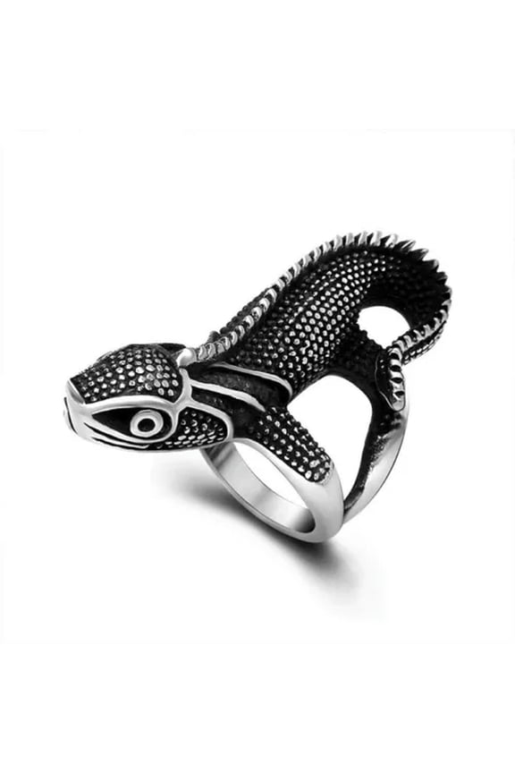 Vintage Gothic Lizard Ring Stainless Steel Men's Chameleon Gecko Biker Punk Ring-11
