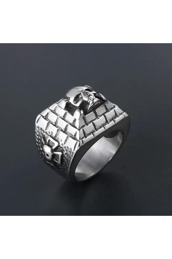 Vintage Masonic Pyramid Skull Ring Stainless Steel Cross Skull Biker Punk Ring-11