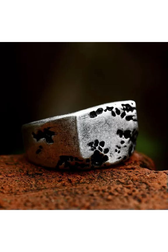 Vintage Nature Rock Stone Style Wedding Ring Stainless Steel Men Boy Gift Ring-10