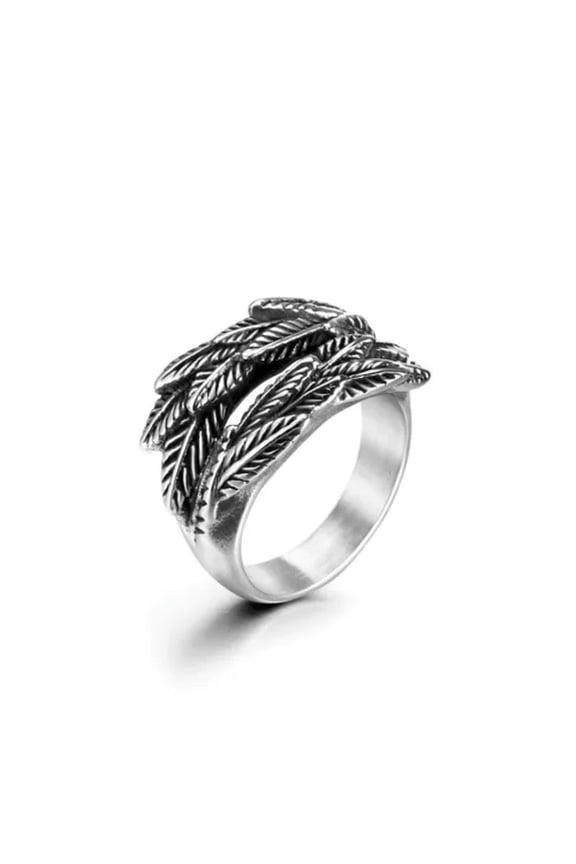 Vintage Olive Branch Leaves Ring Stainless Steel Men Women Fashion Wheat Ring-8