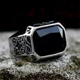 thumbnail image 1 of K-KED Vintage Rectangle Black CZ Men's Biker Ring Stainless Steel Classic Wedding Ring-13, 1 of 6