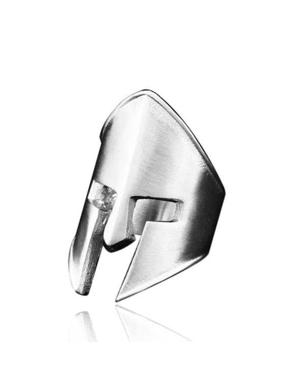 Vintage Silver Spartan Helmet Ring Stainless Steel Warrior Mask Men's Biker Ring-13